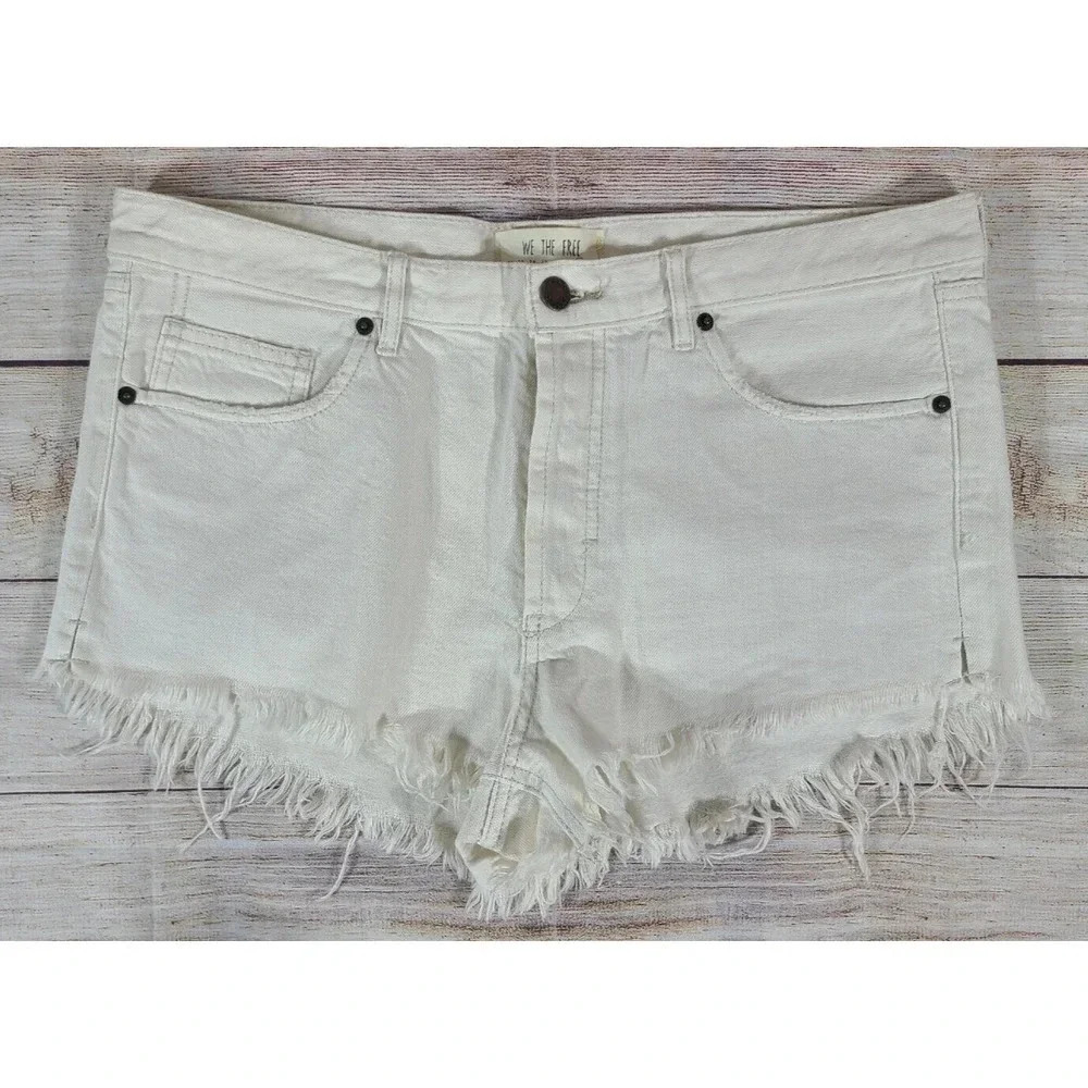 We The Free People Soft & Relaxed Cut Off Shorts Womens Size 30 White Button Fly